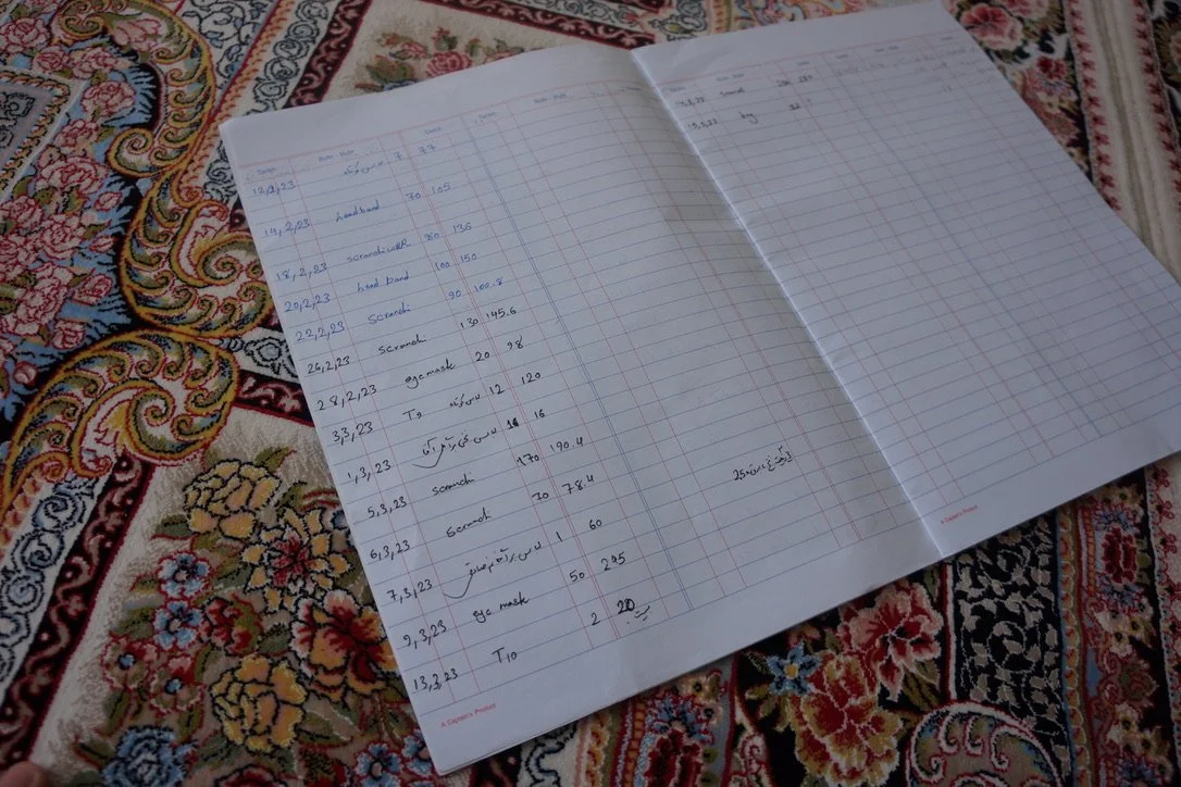 A participant's business bookkeeping ledger